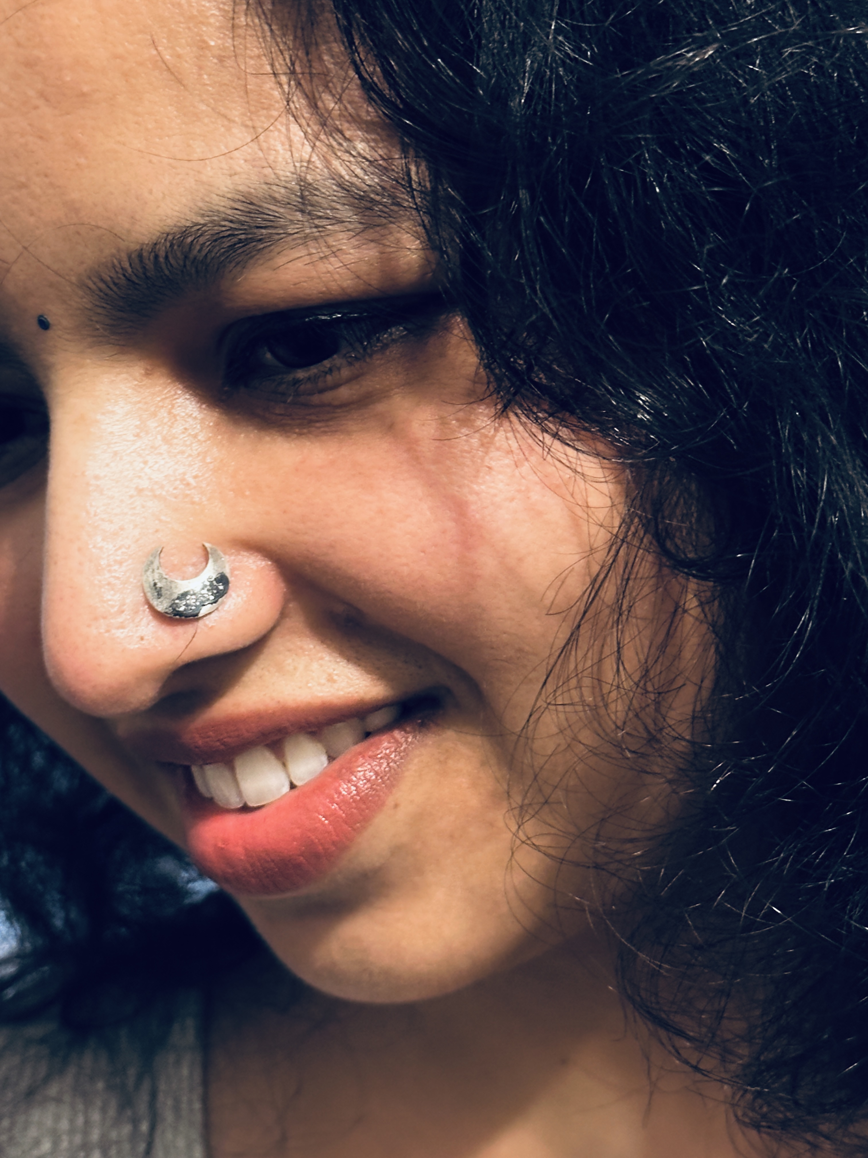 Traditional Sterling Silver Chandrakor Nose Pin